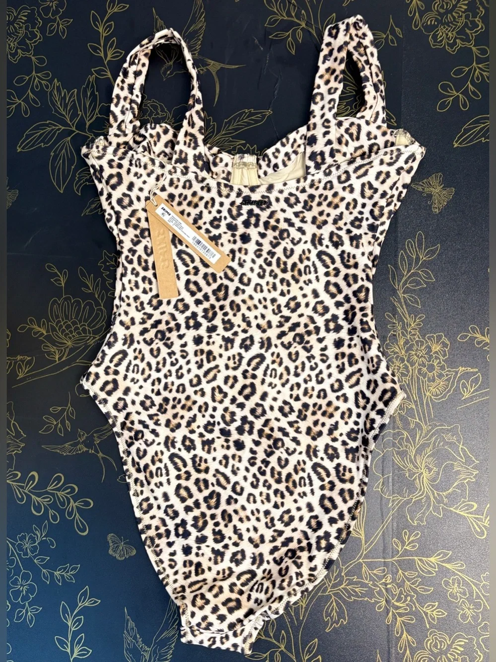 🐆 SKIMS Signature Swim Underwire One Piece | Champagne Leopard Print | S | NWT 🐆